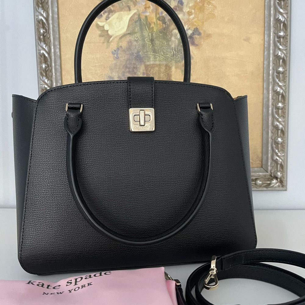 NWT Kate Spade Leather Phoebe Satchel In black